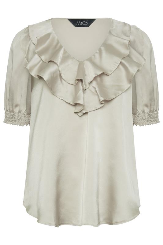 M&Co Gold Frill Front Satin Blouse | M&Co 6