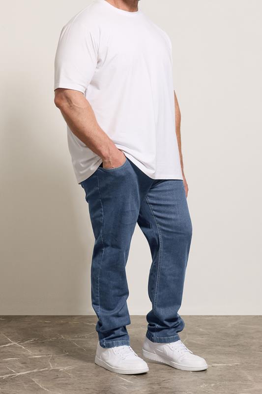  D555 Big & Tall Blue Elasticated Waist Relaxed Fit Jeans