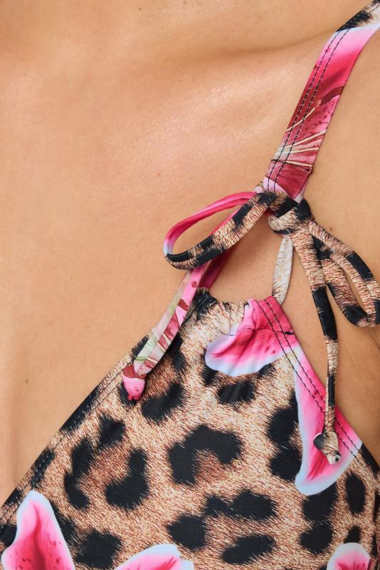 YOURS Plus Size Brown Animal Tie Bikini Top | Yours Clothing 6
