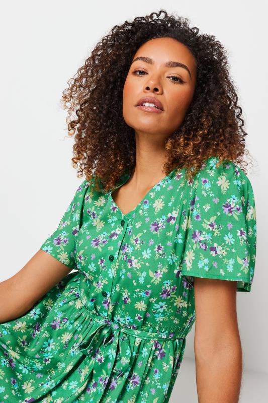 M&Co Green Floral Print Tie Waist Short Sleeve Maxi Dress | M&Co 5
