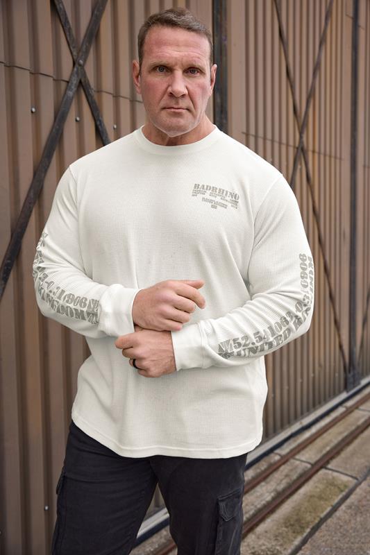 BadRhino Big & Tall Off-White Military Waffle Texture Long sleeve T-Shirt
