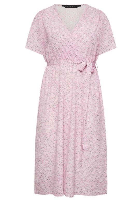 YOURS Plus Size Pink Ditsy Floral Print Wrap Dress | Yours Clothing 6