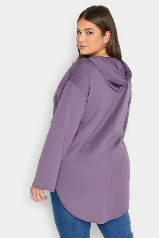 YOURS LUXURY Plus Size Purple V-Neck Jersey Hoodie | Yours Clothing  3