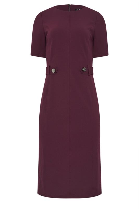 LTS Tall Berry Red Tailored Button Midi Dress | Long Tall Sally 5