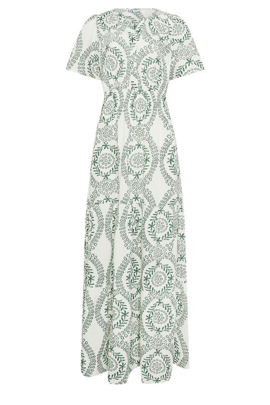 LTS Tall Women's Green & White Leaf Print Linen Maxi Dress | Long Tall Sally 6