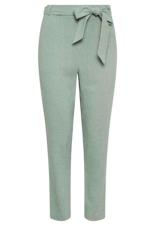 M&Co Green Tie Waist Linen Trousers | M&Co 5