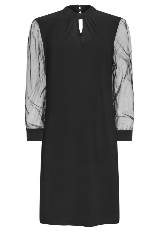 M&Co Black Embellished Mesh Sleeve Shift Dress | M&Co 5
