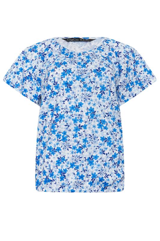 M&Co Light Blue Floral Print Pure Cotton Boho Top | M&Co 5