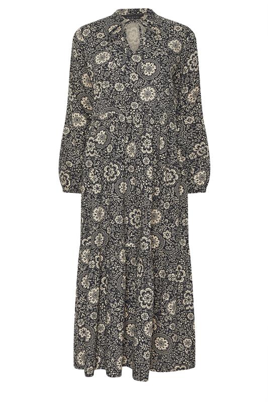 PixieGirl Petite Women's Black Floral Tie Midi Dress | PixieGirl 5