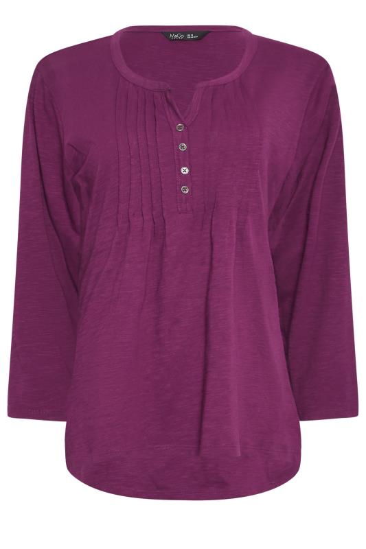 M&Co Petite Berry Red Cotton Henley Top | M&Co 6