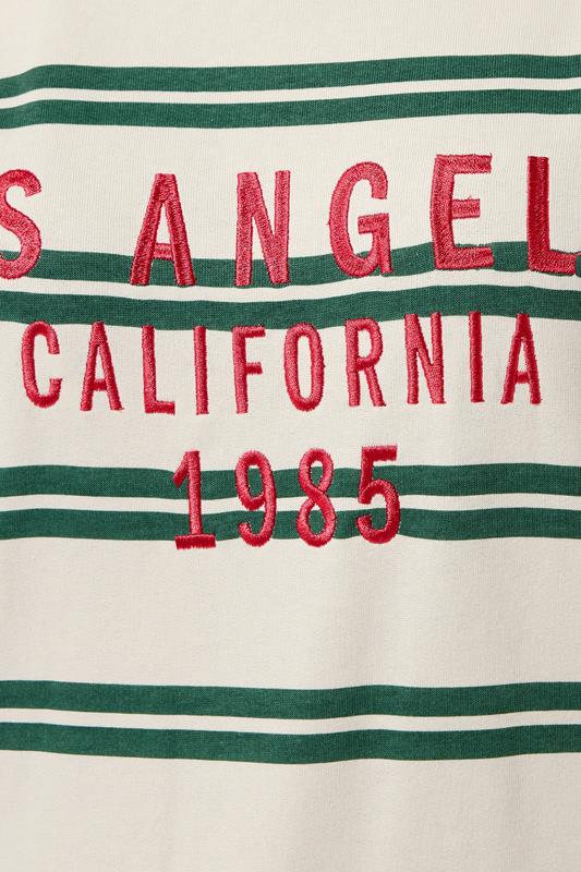 YOURS Plus Size Ivory White & Green Stripe 'Los Angeles' Sweatshirt | Yours Clothing 4