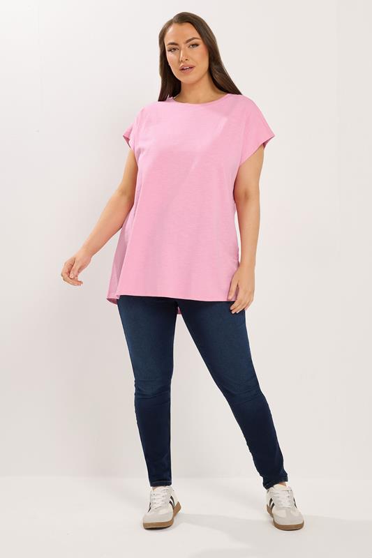 YOURS 3 PACK Plus Size Pink & White Grown-On Sleeves T-Shirts | Yours Clothing 5
