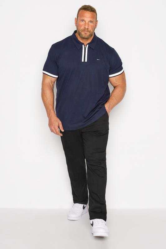 D555 Big & Tall Black Extendable Waist Stretch Chinos | BadRhino 1
