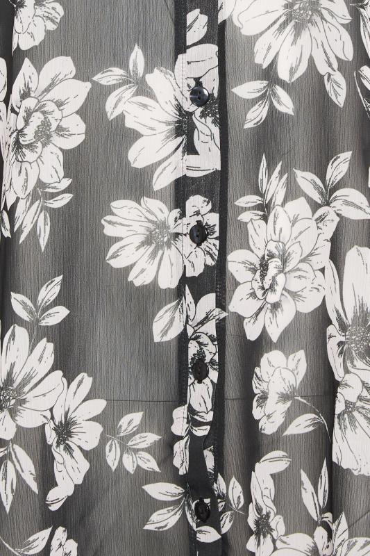 M&Co Black & White Floral Print Longline Shirt 5