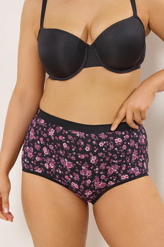 YOURSET 5 PACK Plus Size Burgundy Red Floral Full Briefs | Yours Clothing 2