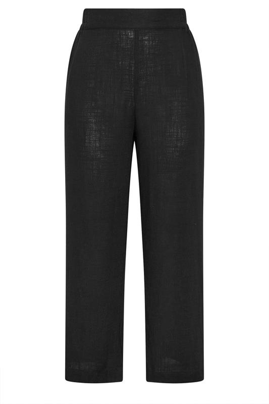 YOURS Plus Size Black Linen Wide Leg Trousers | Yours Clothing 5