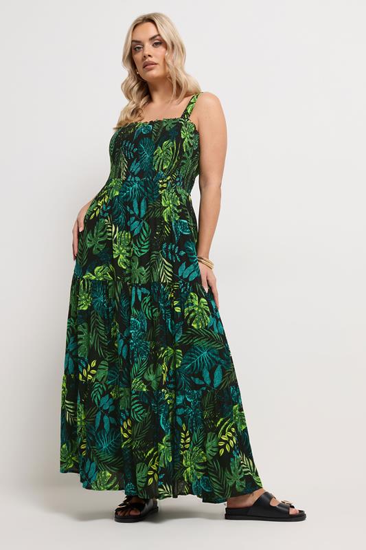 YOURS Curve Green Tropical Maxi Dress