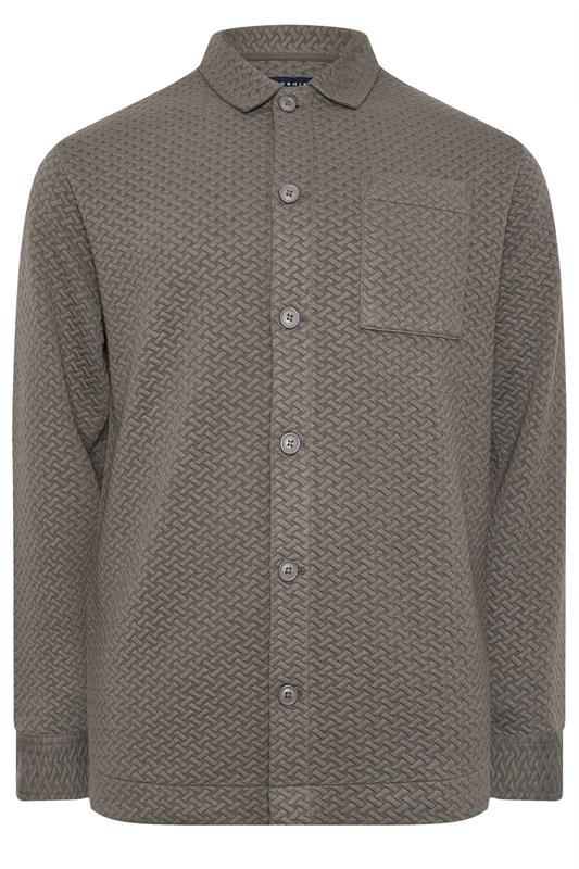 BadRhino Big & Tall Beige Brown Jersey Textured Overshirt | BadRhino 6