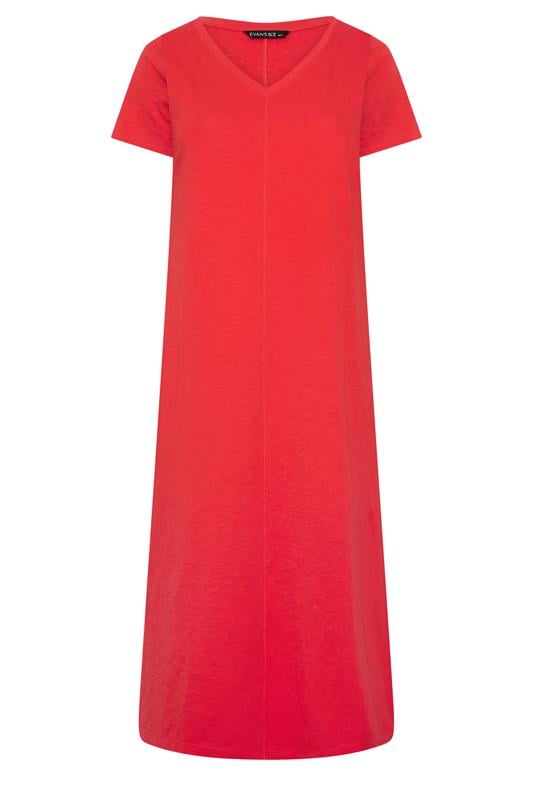 EVANS Plus Size Red Premium Cotton Dress | Evans 5