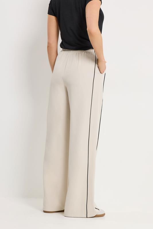LTS Tall Women's Ivory White Piped Wide Leg Trousers | Long Tall Sally 3