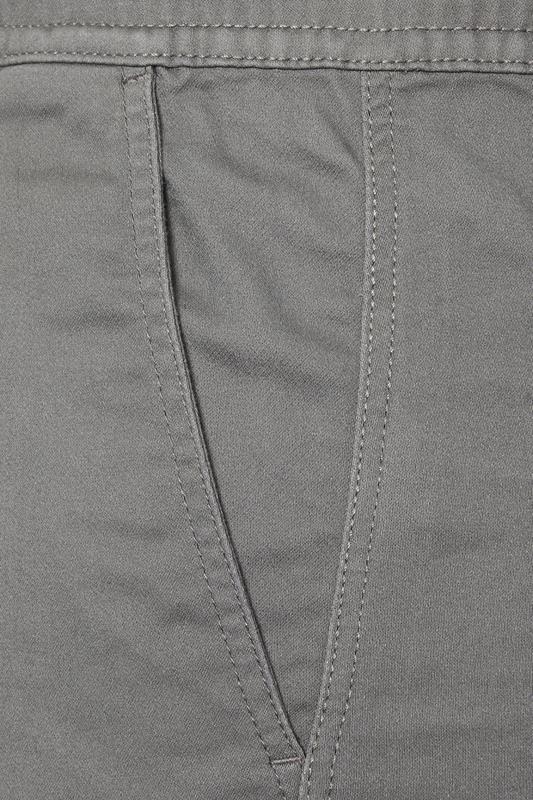 BadRhino Big & Tall Charcoal Grey Elasticated Waist Stretch Cargo Shorts | BadRhino 5