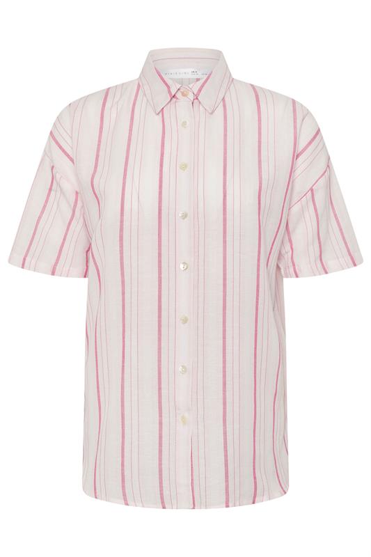 PixieGirl Petite Women's Pink Stripe Linen Shirt | PixieGirl 6