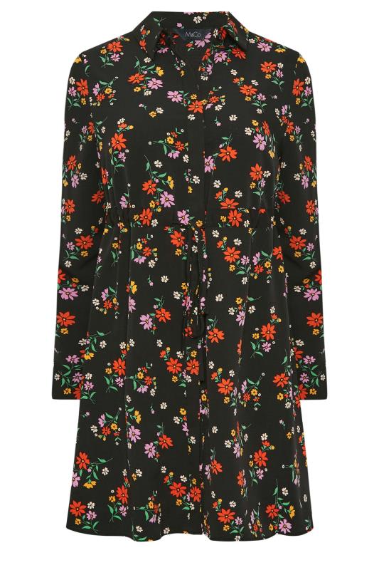M&Co Black Floral Print Tie Waist Tunic Shirt | M&Co 5