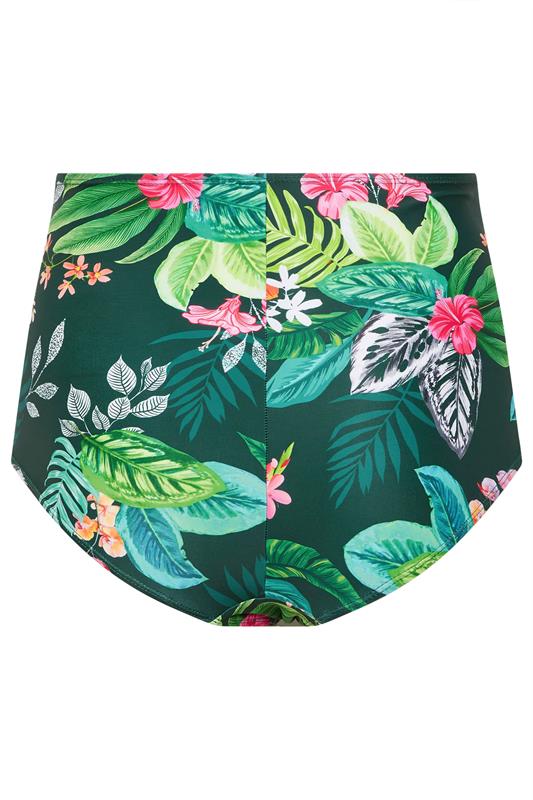 YOURS Plus Size Green Tropical Super High Waisted Tummy Control Bikini Briefs | Yours Clothing 7