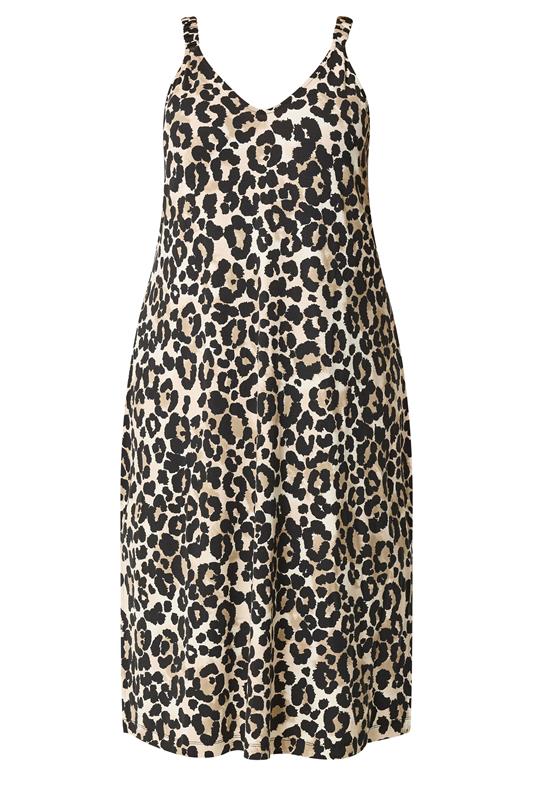 YOURS Curve Natural Brown Leopard Print Swing Dress | Yours Clothing 5