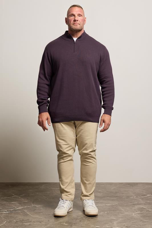 BadRhino Big & Tall Plum Purple Milano Quarter Zip Jumper | BadRhino 1