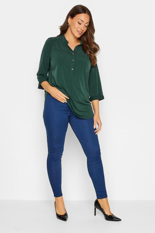 M&Co Green Half Placket Jersey Shirt | M&Co 2