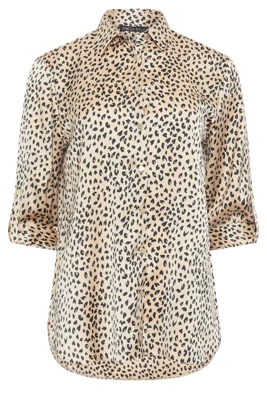 M&Co Natural Brown Leopard Print Tab Satin Shirt | M&Co 5