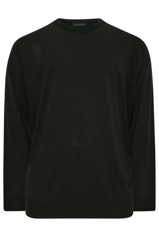 BadRhino Big & Tall Black Crew Neck Knitted Jumper | BadRhino 2