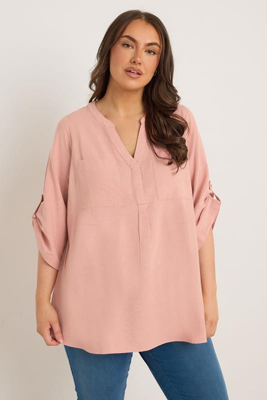 EVANS Plus Size Blush Pink Linen Utility Top | Evans  1