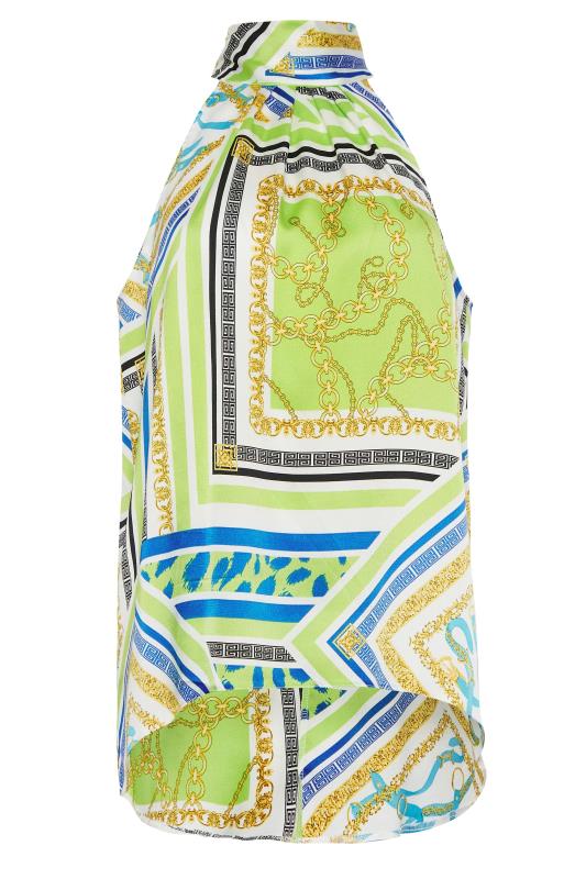 M&Co Lime Green Scarf Print Halter Neck Blouse | M&Co 6