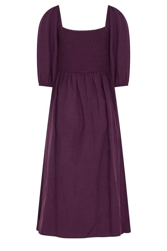 M&Co Petite Berry Purple Short Sleeve Embroidered Trim Maxi Dress | M&Co 6