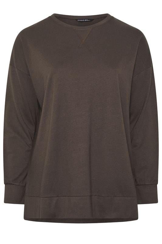 EVANS Plus Size Chocolate Brown Luxe Sweatshirt | Evans 5