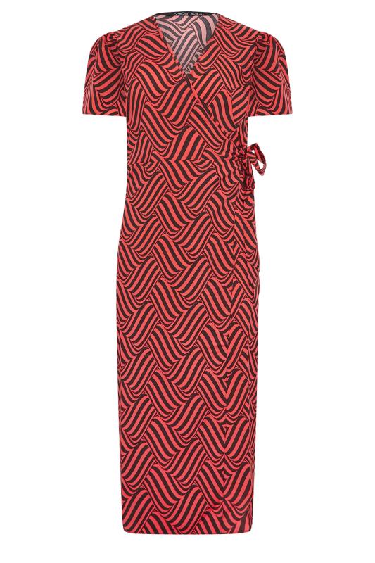 M&Co Red Abstract Stripe Wrap Dress | M&Co 6