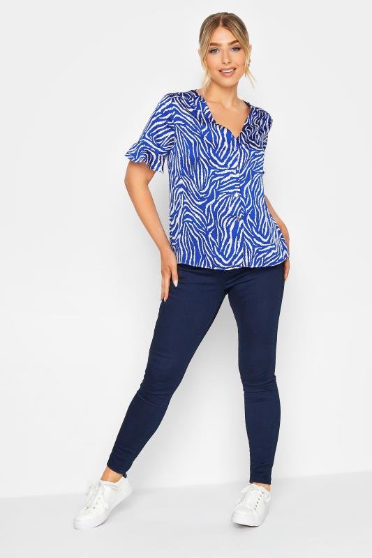M&Co Cobalt Blue Zebra Print Shirt | M&Co 2