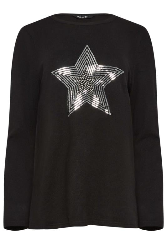 M&Co Black Sequin Star Soft Touch Jumper | M&Co