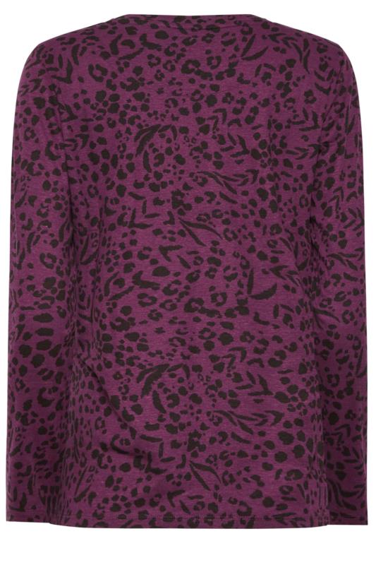 M&Co Purple Animal Print Long Sleeve Cotton Top | M&Co 7
