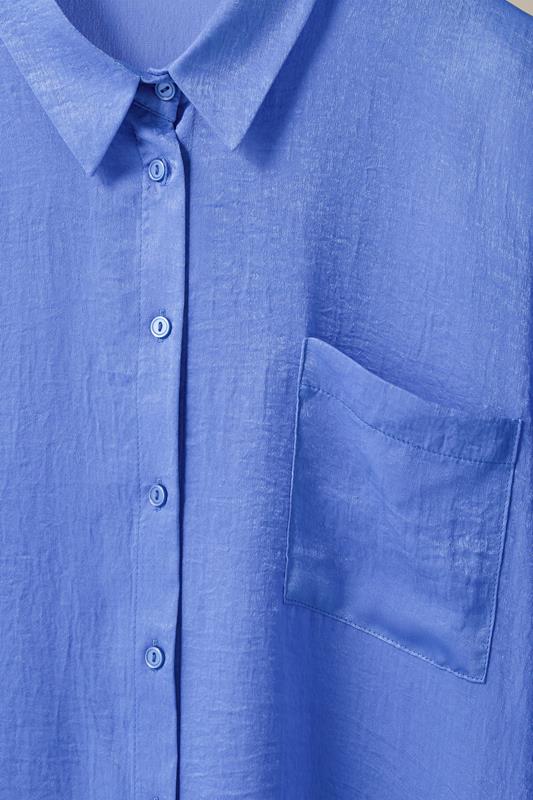 EVANS Plus Size Blue Metallic Button Through Shirt | Evans 6