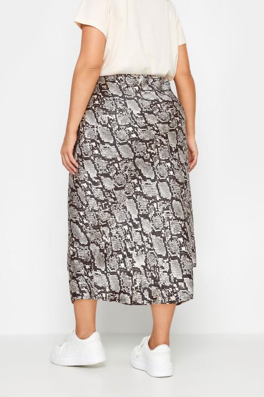 YOURS Plus Size Grey Snake Print Satin Midi Skirt | Yours Clothing 3