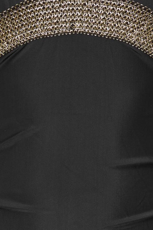 YOURS Plus Size Black Metallic Tummy Control Swimsuit | Yours Clothing 7