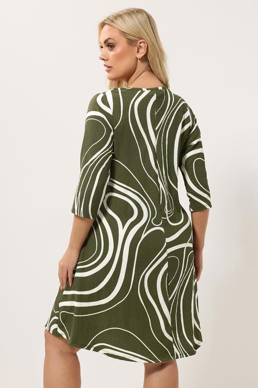 YOURS Plus Size Green Abstract Swirl Tunic Dress | Yours Clothing 2