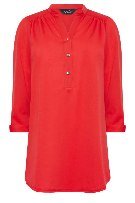 M&Co Red Half Placket Jersey Shirt | M&Co 6