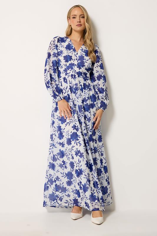  LTS Tall Blue & White Floral Maxi Dress