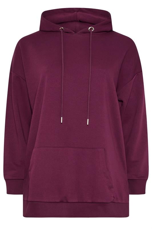 YOURS Plus Size Burgundy Red Pocket Front Hoodie | Yours Clothing 5