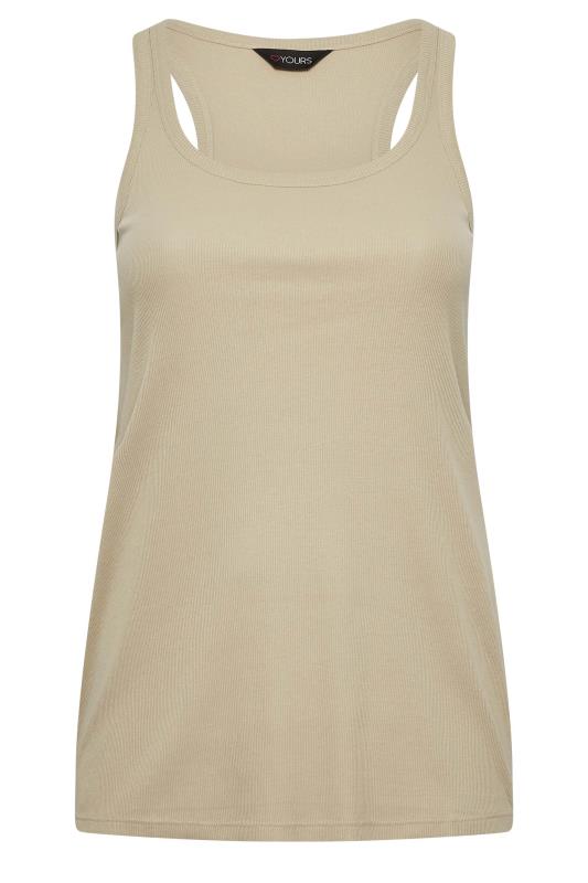 YOURS Plus Size Beige Brown Ribbed Racer Back Vest Top | Yours Clothing  6