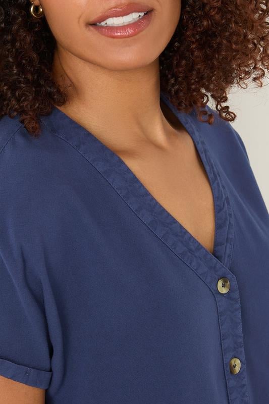 M&Co Navy Blue Button Front Blouse | M&Co 4